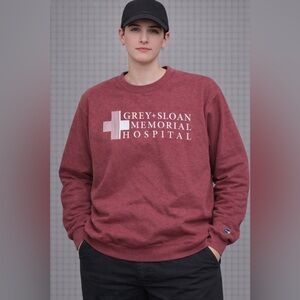 Gildan Red Crewneck Grey Sloan Memorial Hospital Sweater (Greys Anatomy)